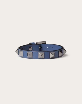 Bracelet en cuir Rockstud avec clous en ruthénium Bracelet en cuir Rockstud avec clous en ruthénium