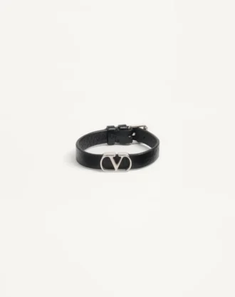 Bracelet Vlogo Signature en cuir de veau grainé Bracelet Vlogo Signature en cuir de veau grainé