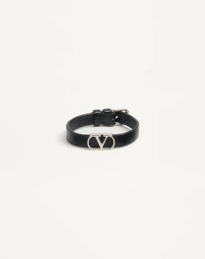 Bracelet Vlogo Signature en cuir de veau grainé Bracelet Vlogo Signature en cuir de veau grainé
