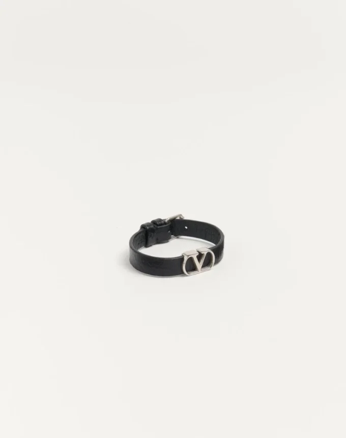 Bracelet Vlogo Signature en cuir de veau grainé Bracelet Vlogo Signature en cuir de veau grainé