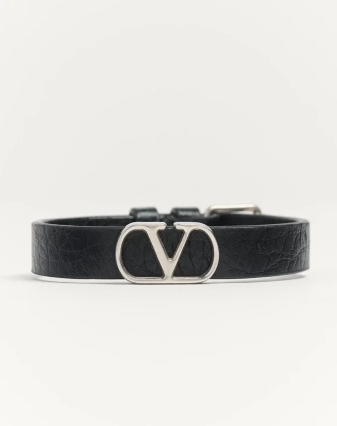 Bracelet Vlogo Signature en cuir de veau grainé Bracelet Vlogo Signature en cuir de veau grainé
