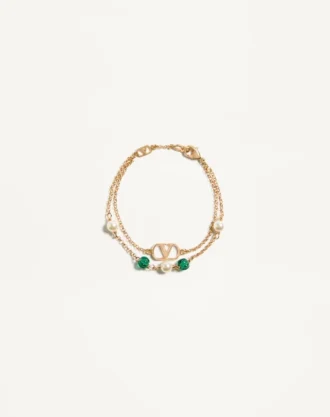 Bracelet Vlogo Signature en métal, perles et verre moleté