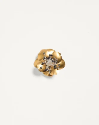 Broche Fleur Lumineuse en métal et tissu