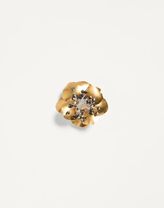 Broche Fleur Lumineuse en métal et tissu Broche Fleur Lumineuse en métal et tissu