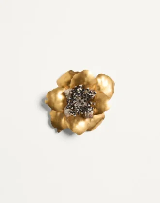 Broche Jardin Aquatique en métal, tissu et coquillages