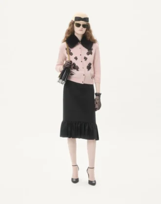 Cardigan avec col en peau lainée