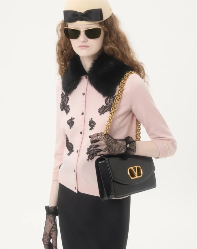 Cardigan avec col en peau lainée Cardigan avec col en peau lainée