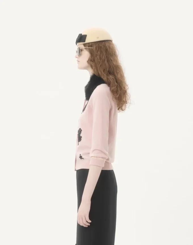 Cardigan avec col en peau lainée Cardigan avec col en peau lainée