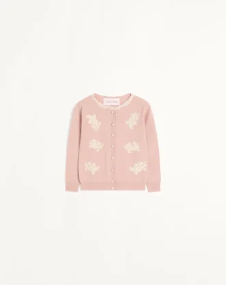 Cardigan brodé avec empiècements en dentelle