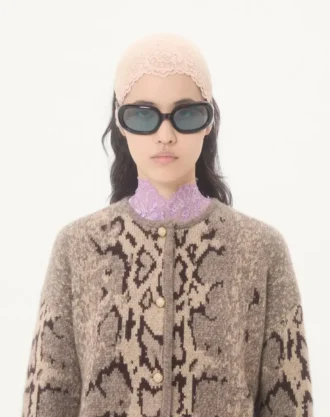 Cardigan en cachemire à imprimé animalier