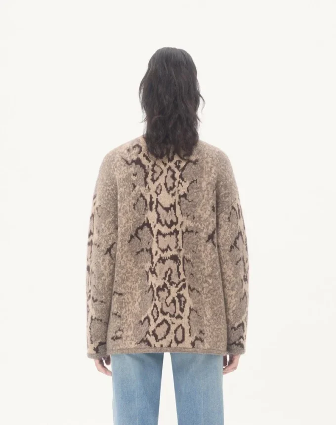 Cardigan en cachemire à imprimé animalier Cardigan en cachemire à imprimé animalier