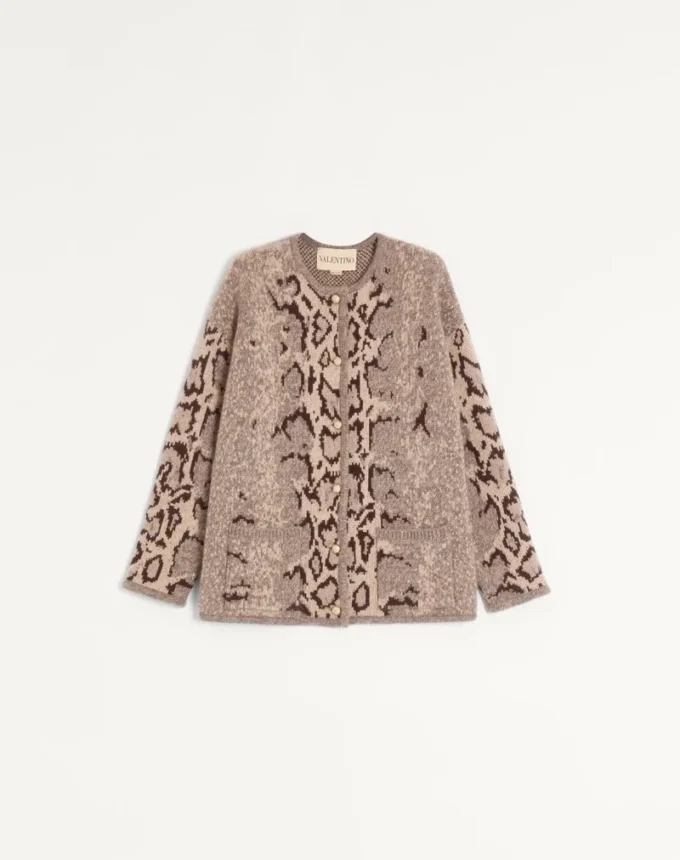 Cardigan en cachemire à imprimé animalier Cardigan en cachemire à imprimé animalier