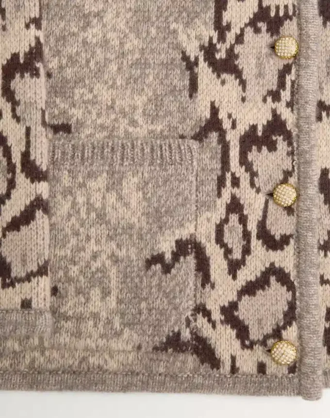 Cardigan en cachemire à imprimé animalier Cardigan en cachemire à imprimé animalier