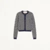 Cardigan en laine avec motif jacquard Toute La V Cardigan en laine avec motif jacquard Toute La V