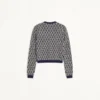 Cardigan en laine avec motif jacquard Toute La V Cardigan en laine avec motif jacquard Toute La V
