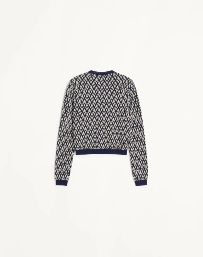 Cardigan en laine avec motif jacquard Toute La V Cardigan en laine avec motif jacquard Toute La V