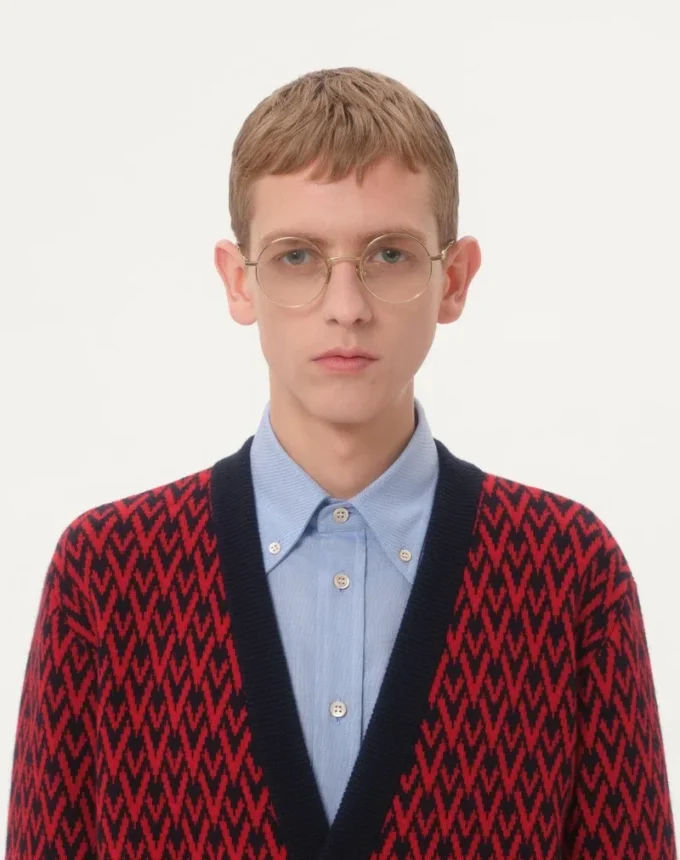 Cardigan en laine avec motif Toute La V Cardigan en laine avec motif Toute La V