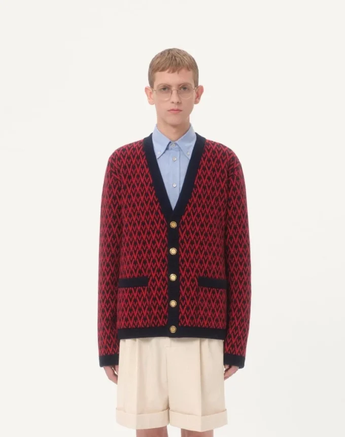 Cardigan en laine avec motif Toute La V Cardigan en laine avec motif Toute La V