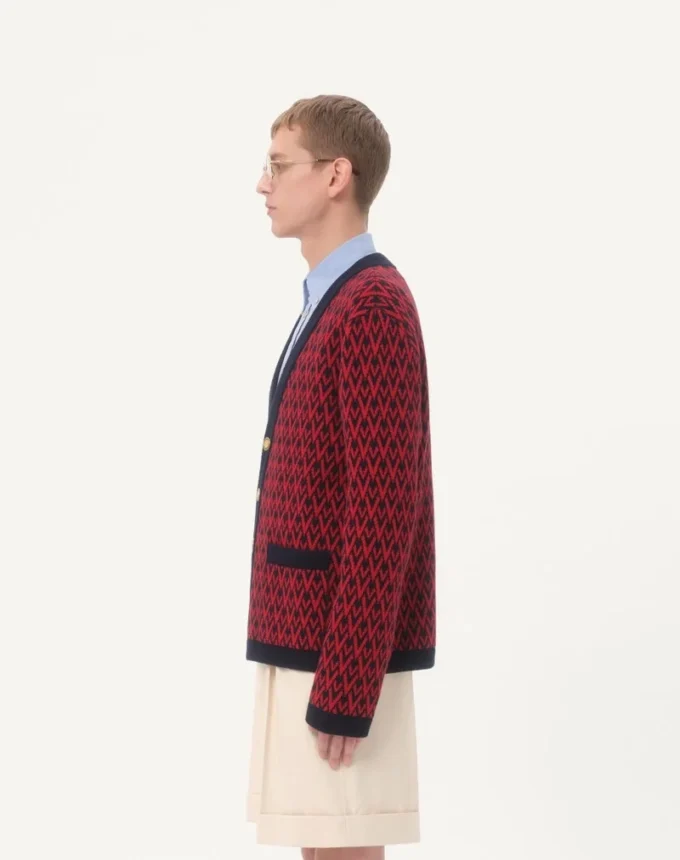 Cardigan en laine avec motif Toute La V Cardigan en laine avec motif Toute La V