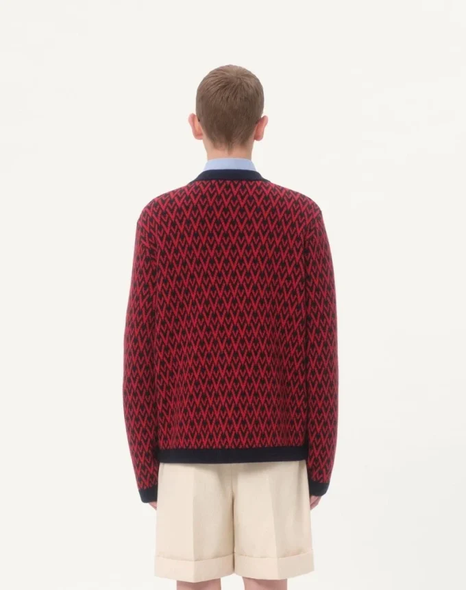 Cardigan en laine avec motif Toute La V Cardigan en laine avec motif Toute La V