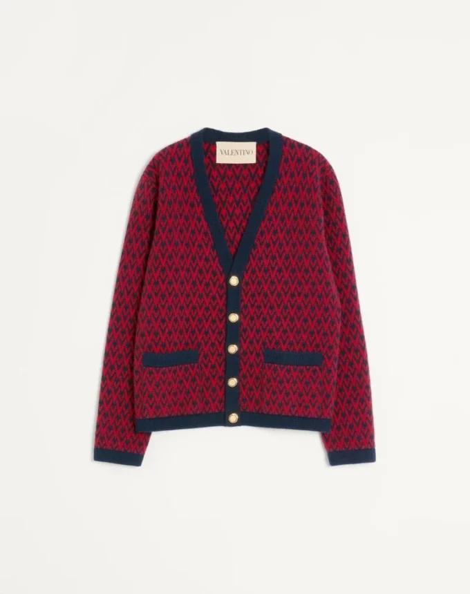 Cardigan en laine avec motif Toute La V Cardigan en laine avec motif Toute La V