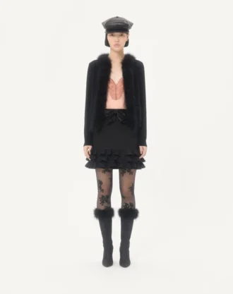 Cardigan en laine avec plumes