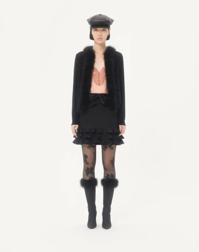 Cardigan en laine avec plumes Cardigan en laine avec plumes