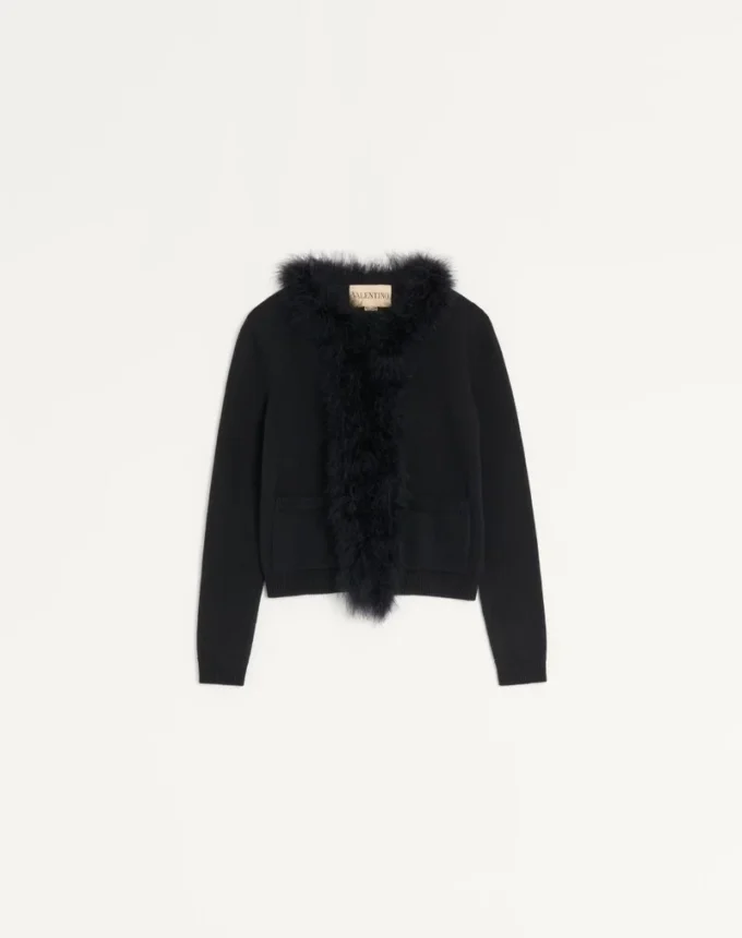 Cardigan en laine avec plumes Cardigan en laine avec plumes