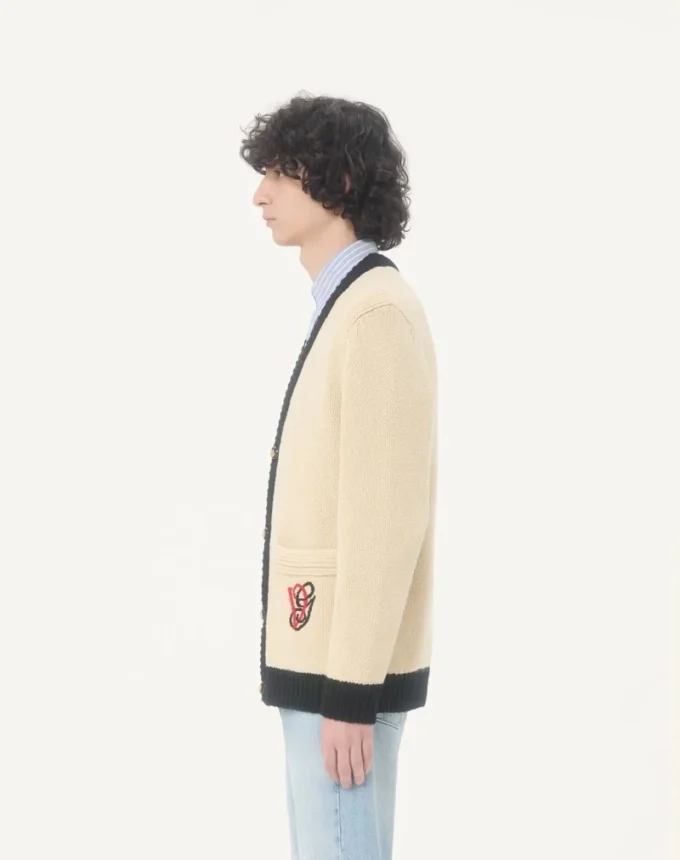 Cardigan en laine Valentino avec broderie VG Cardigan en laine Valentino avec broderie VG