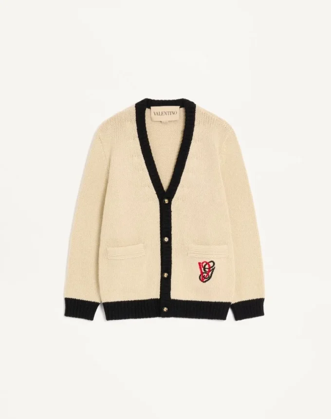 Cardigan en laine Valentino avec broderie VG Cardigan en laine Valentino avec broderie VG