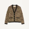 Cardigan en laine Valentino avec imprimé animalier Fauve Eclat Jacquard Cardigan en laine Valentino avec imprimé animalier Fauve Eclat Jacquard