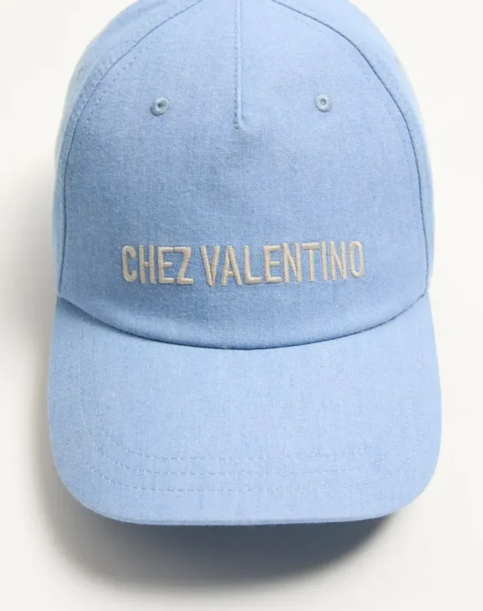 Casquette de baseball en denim brodée Chez Valentino