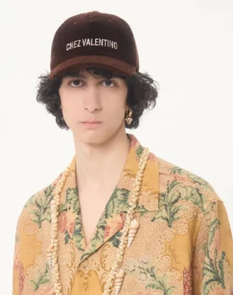 Casquette de baseball en velours brodée Chez Valentino