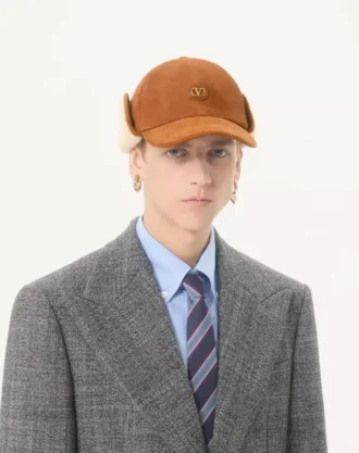 Casquette de baseball Valentino Garavani Vlogo Signature en daim et peau de mouton