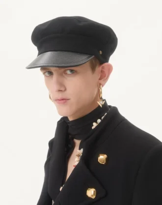 Casquette en laine VLogo Signature avec visière en cuir