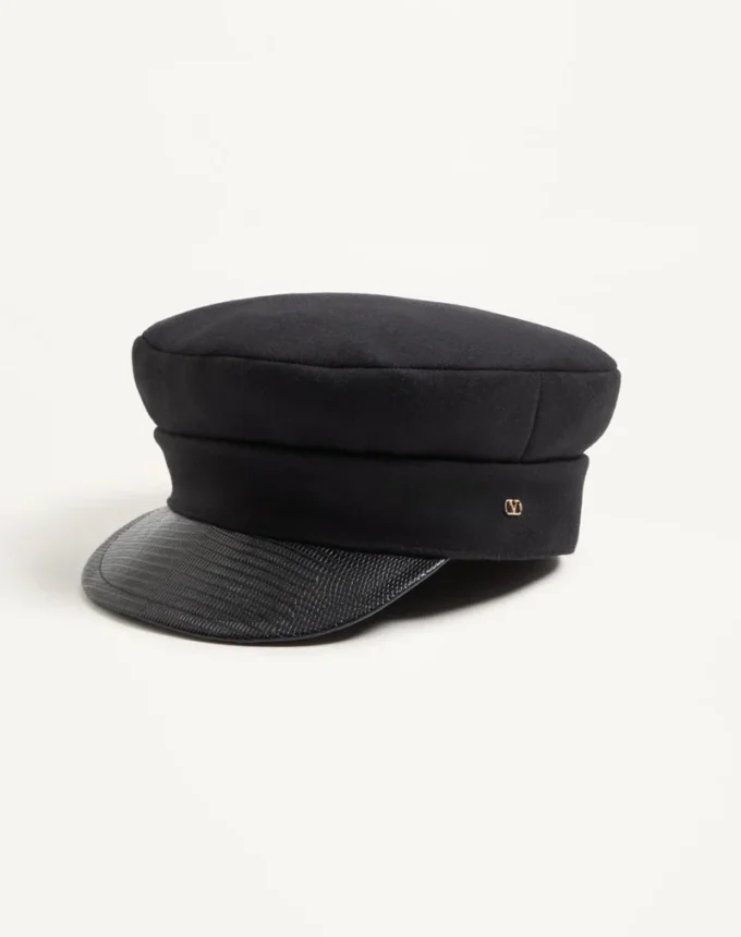 Casquette en laine VLogo Signature avec visière en cuir Casquette en laine VLogo Signature avec visière en cuir