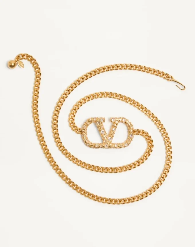 Ceinture à chaîne VLogo Signature avec cristaux