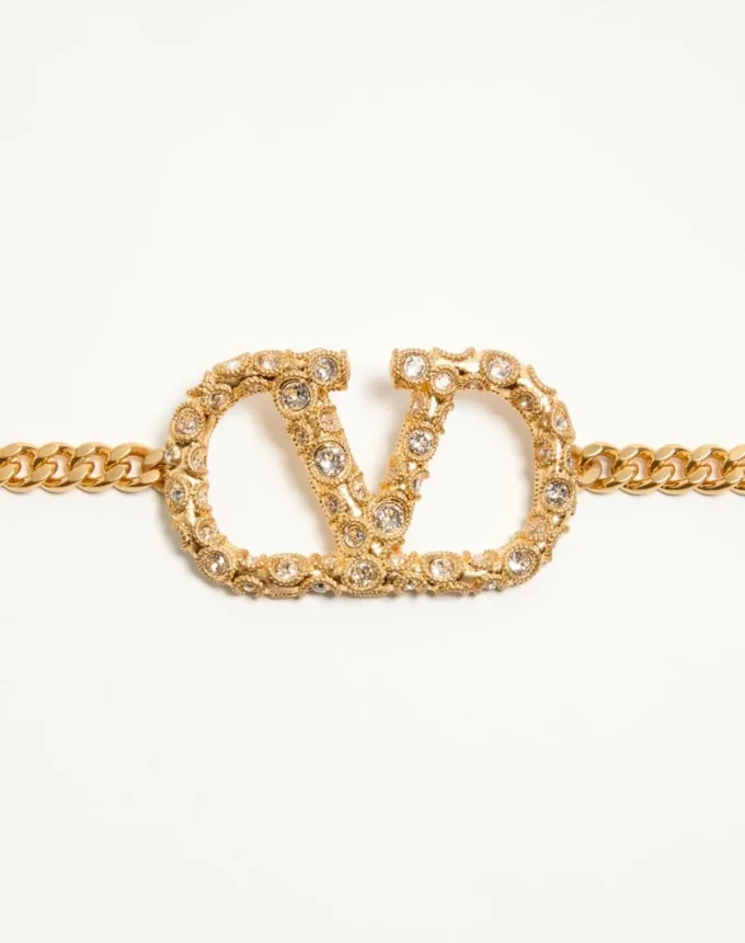 Ceinture à chaîne VLogo Signature avec cristaux