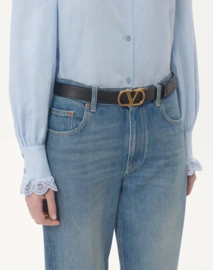 Ceinture réversible en cuir de veau brillant VLogo Signature – 30 mm / 1,2 pouces Ceinture réversible en cuir de veau brillant VLogo Signature – 30 mm / 1,2 pouces