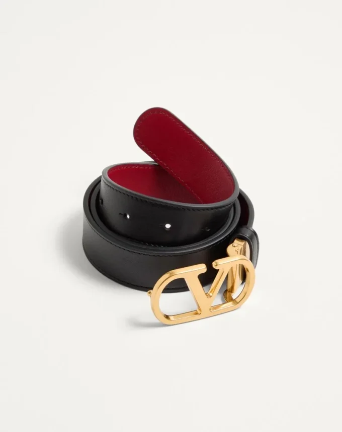 Ceinture réversible en cuir de veau brillant VLogo Signature – 30 mm / 1,2 pouces Ceinture réversible en cuir de veau brillant VLogo Signature – 30 mm / 1,2 pouces