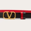 Ceinture réversible Vlogo Signature en cuir de veau brillant 20 mm