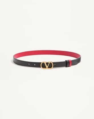 Ceinture réversible VLogo Signature en cuir de veau brillant – 20 mm / 1,2 pouces