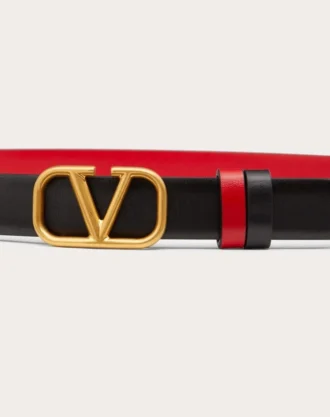 Ceinture réversible Vlogo Signature en cuir de veau brillant 20 mm