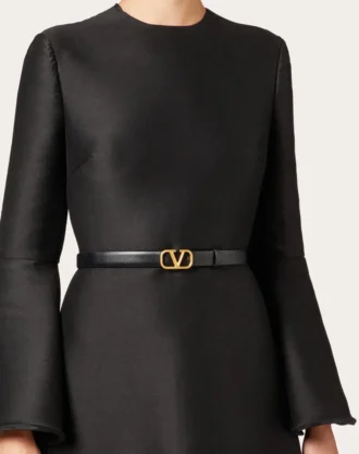 Ceinture réversible Vlogo Signature en cuir de veau brillant 20 mm