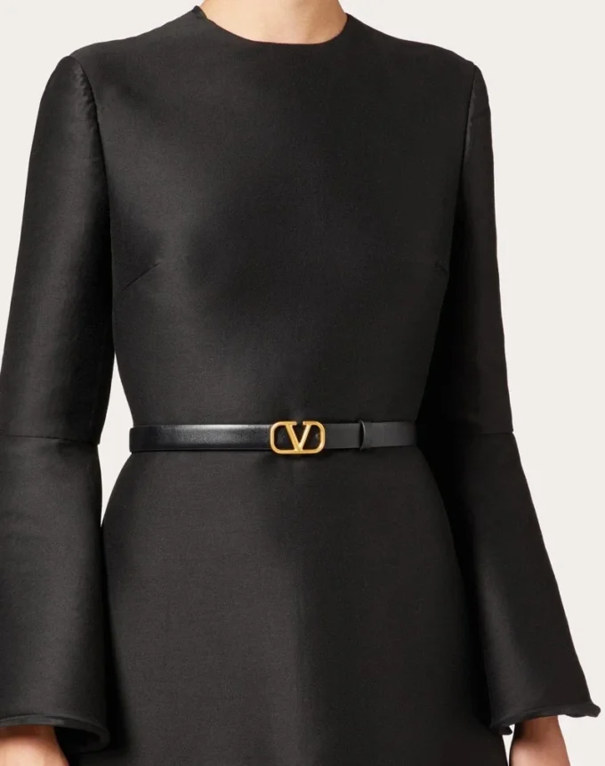 Ceinture réversible Vlogo Signature en cuir de veau brillant 20 mm