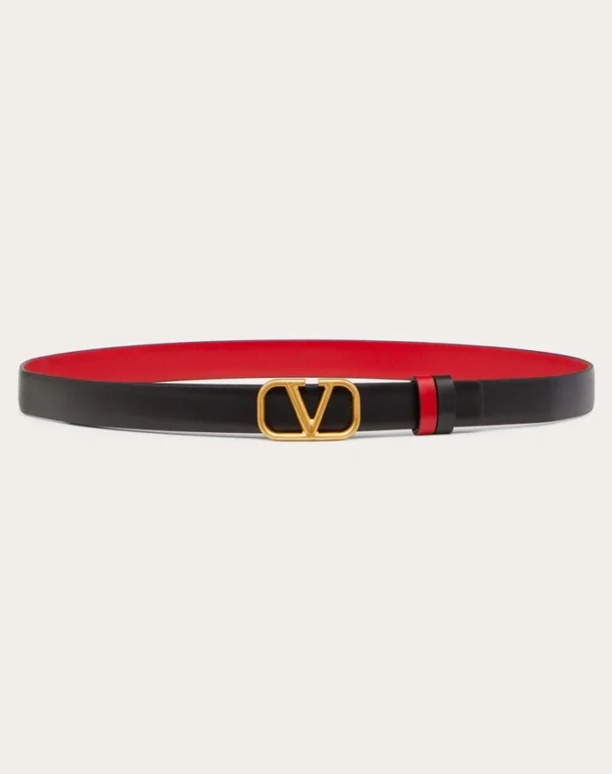 Ceinture réversible Vlogo Signature en cuir de veau brillant 20 mm