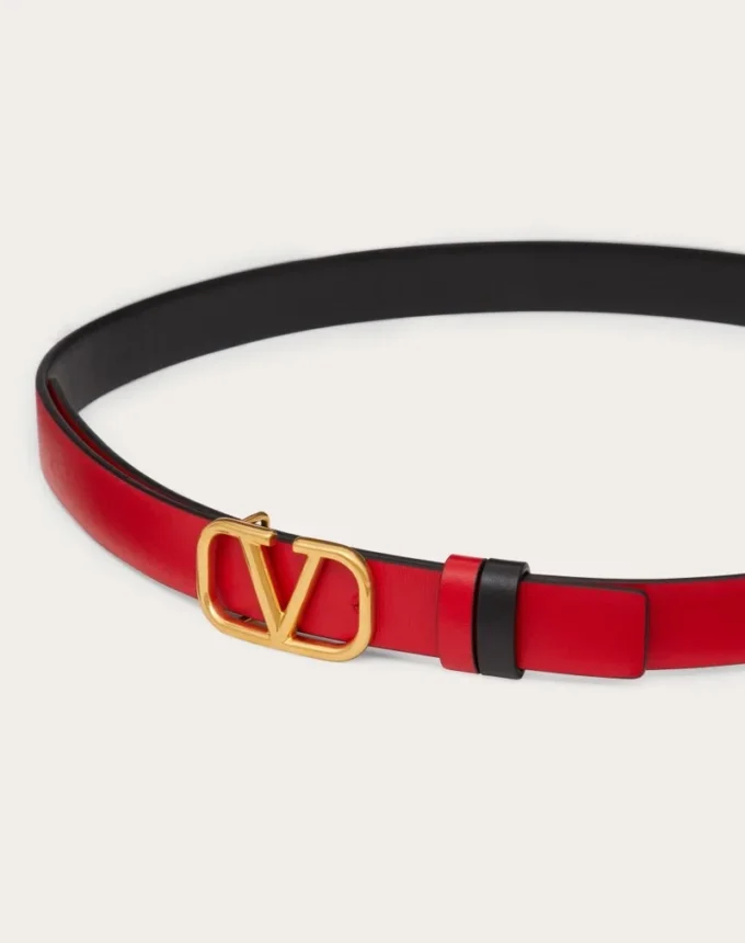 Ceinture réversible Vlogo Signature en cuir de veau brillant 20 mm