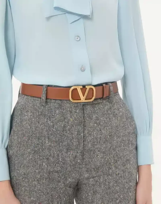 Ceinture réversible Vlogo Signature en cuir de veau brillant 30 mm