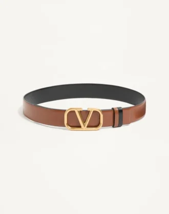Ceinture réversible Vlogo Signature en cuir de veau brillant 30 mm