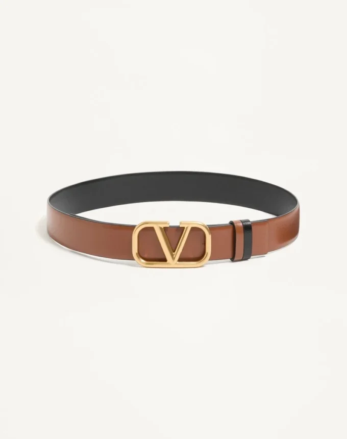 Ceinture réversible Vlogo Signature en cuir de veau brillant 30 mm